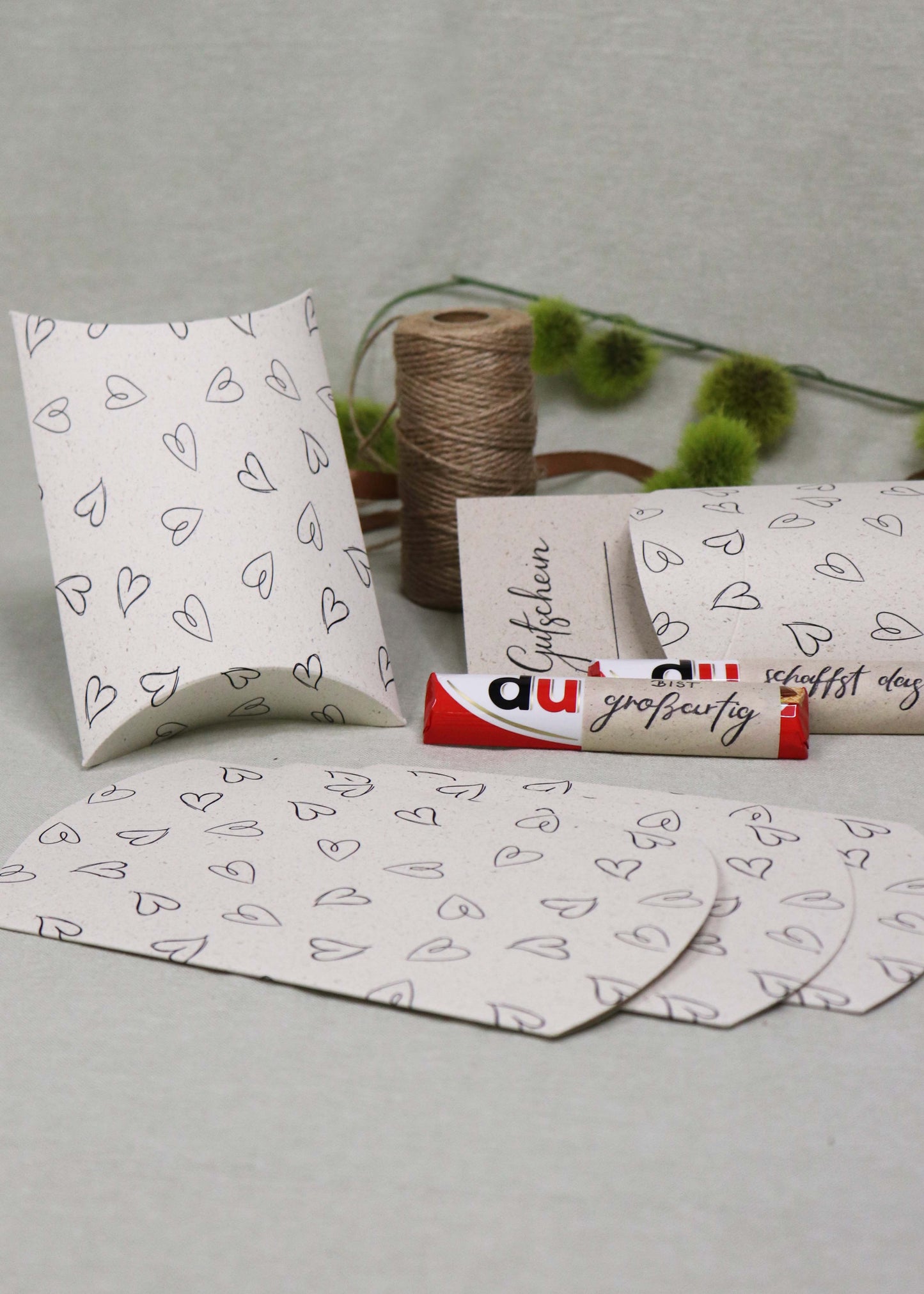 Pillowboxen Medium Lineart Herzchen (5er-Set)